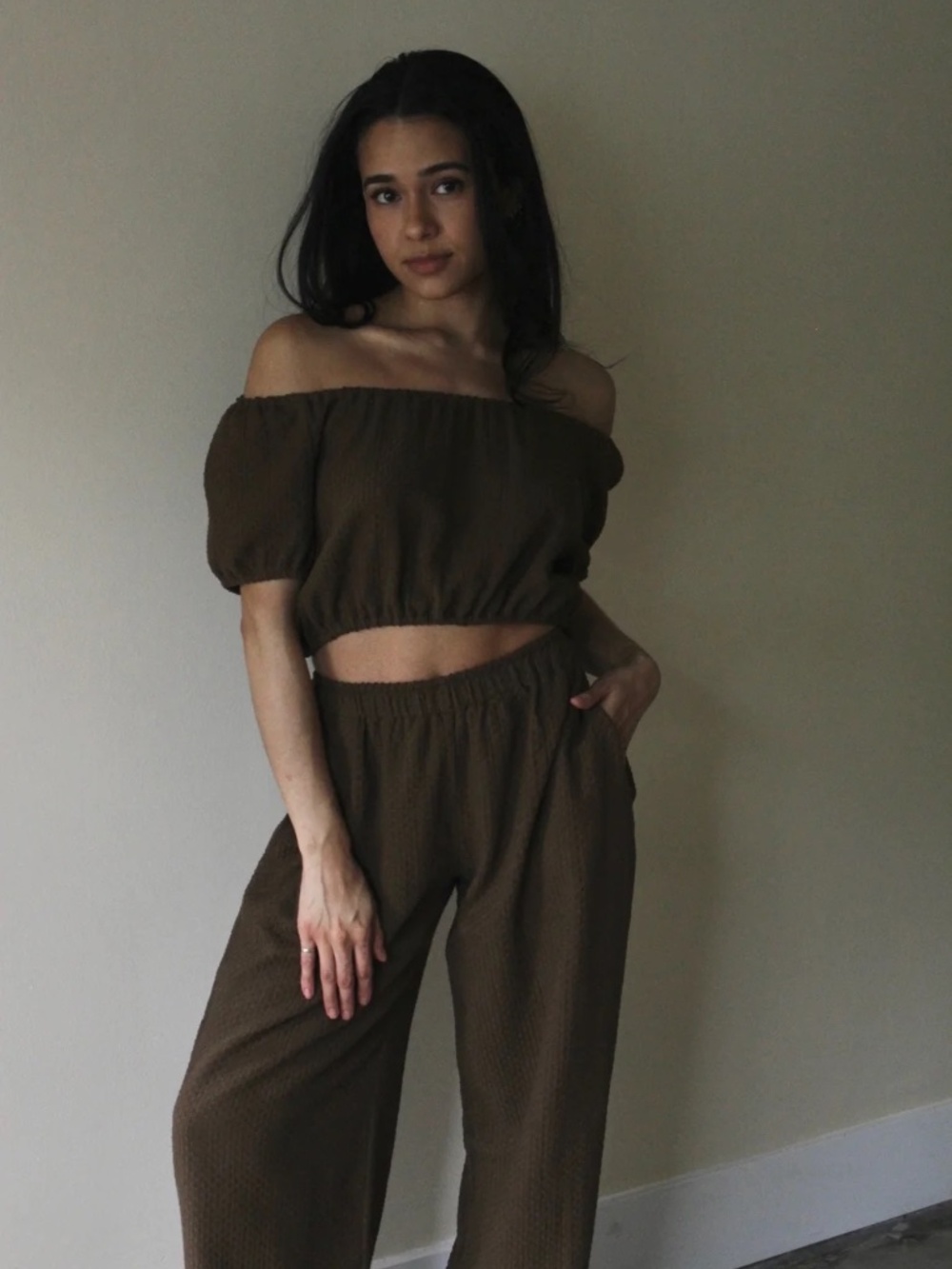 Na Nin "Stella" Basketweave Crop Top Size 2 in Ochre